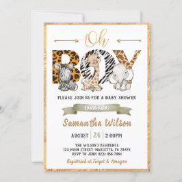 Safari Vild Baby Shower Guld Party-inbjudan Inbjudningar
