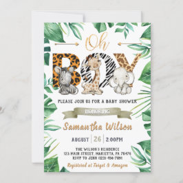 Safari Vild Baby Shower Party Inbjudningar