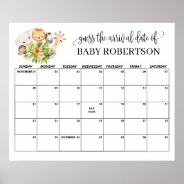 Safari Vild Bebis Babyshower Gissa Förfallodatum K Poster