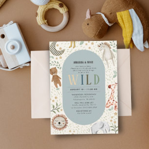 Safari Vild Boy Baby Shower Inbjudningar
