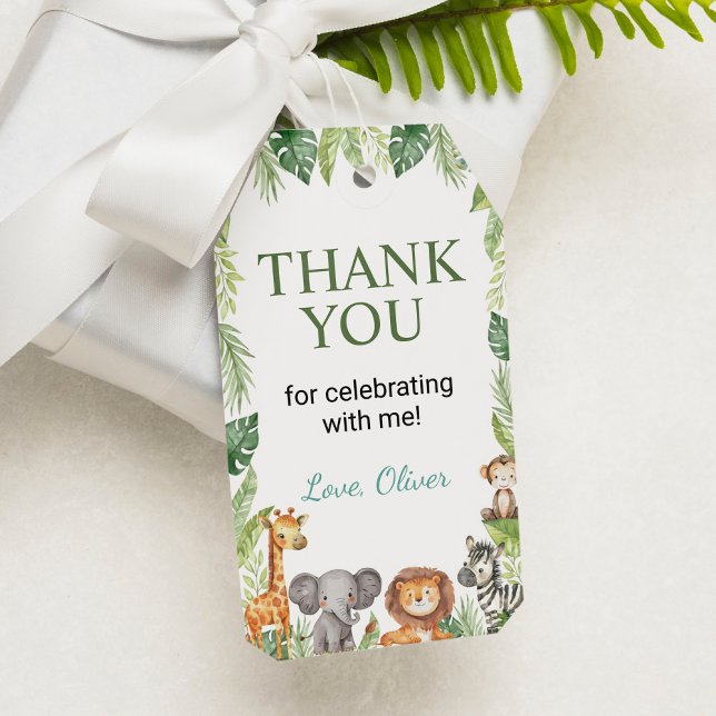 Safari Vild En Födelsedagsfest Tack Märkre Presentetikett (Skapare uppladdad)