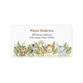 Safari Vild en vattenfärgsdag Adressetikett