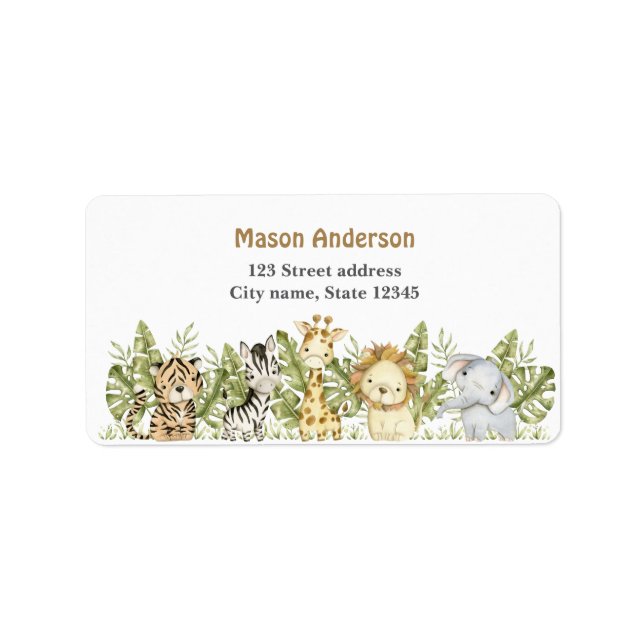 Safari Vild en vattenfärgsdag Adressetikett (Framsidan)