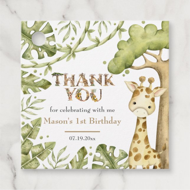 Safari Vild en vattenfärgsdag Gåvor Etiketter (Framsida)