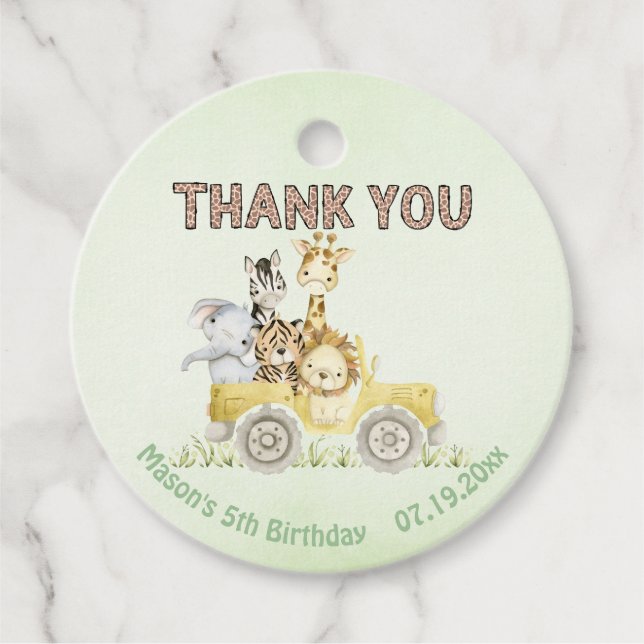 Safari Vild en vattenfärgsdag Gåvor Etiketter (Framsida)