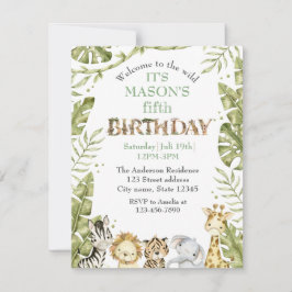 Safari Vild en vattenfärgsdag Inbjudningar