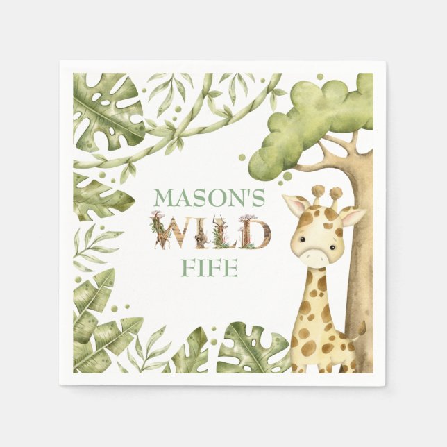 Safari Vild en vattenfärgsdag Pappersservett (Framsidan)