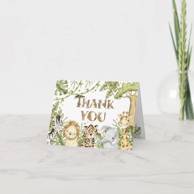 Safari Vild en vattenfärgsdag Tack Kort (Framsida)