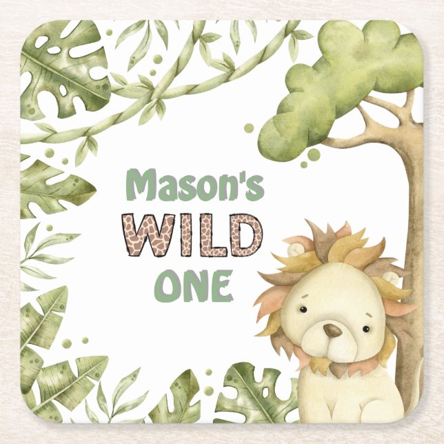 Safari Vild en vattenfärgsdag Underlägg Papper Kvadrat (Framsidan)