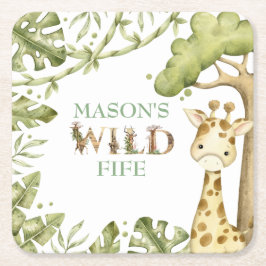 Safari Vild en vattenfärgsdag Underlägg Papper Kvadrat