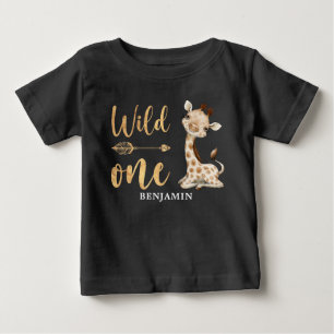 Safari Vild Ett Baby djur 1:a födelsedag Baby  T Shirt