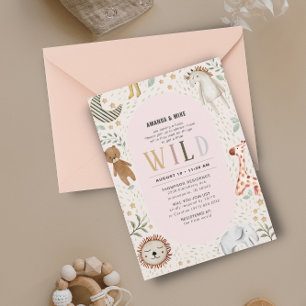 Safari Vild Girl Baby Shower Inbjudningar