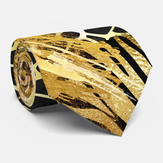 Safari vild (guld), svart snyggt mönster slips (Rullad)