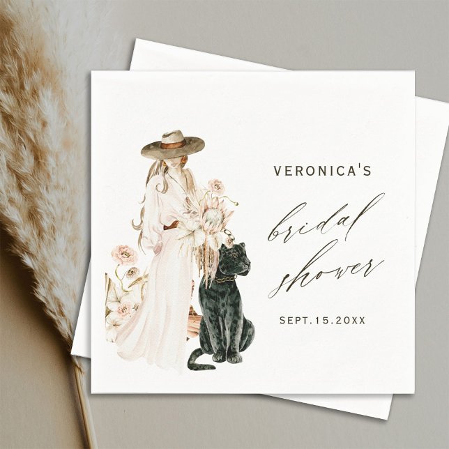 Safari Vild Leopard Boho Dam Möhippa Pappersservett (Skapare uppladdad)