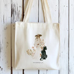 Safari Vild Leopard Boho Dam Personlig Tygkasse<br><div class="desc">Den här väskan har en boho dam med en blombukett,  leopard med ditt namn. Om du vill ha en mer avancerad anpassning av den här designen klickar du på BLUE DESIGN VERKTYG. Matchande objekt är också tillgängliga.</div>