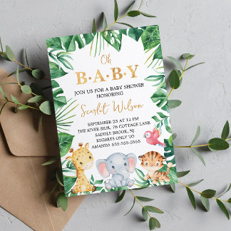 Safari Vild Oh Baby! Inbjudan till babyvisningspro
