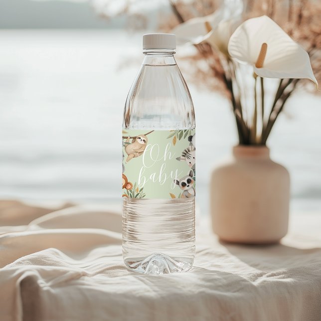 safari vilda djur babydusch vattenflaskor etikett (Skapare uppladdad)