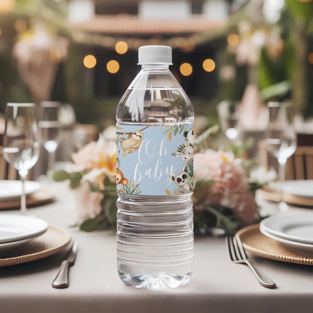 safari vilda djur babydusch vattenflaskor etikett (Skapare uppladdad)