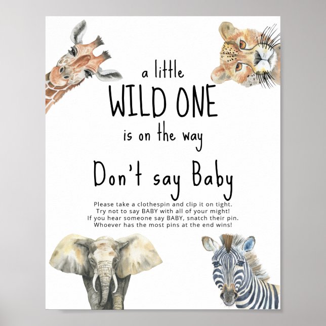 Safari vilda djur - Säga inte baby Poster (Framsidan)