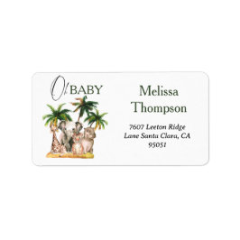 Safari Vilda djur Tropical Baby Shower Adress Adressetikett