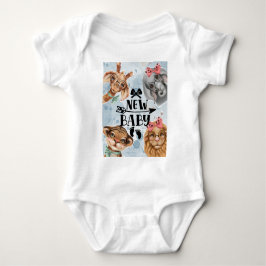 Safari vildone baby shower Blå Baby Bodysuit T Shirt