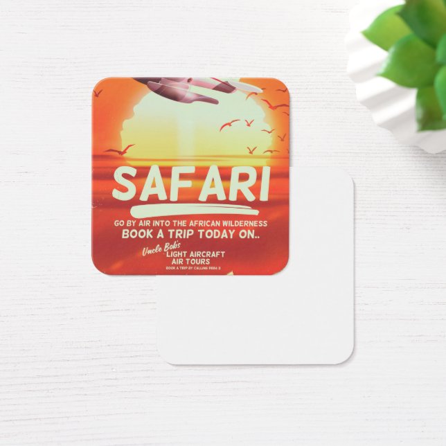 Safari vintage äventyrsaffisch. fyrkantigt visitkort (Skivbord)