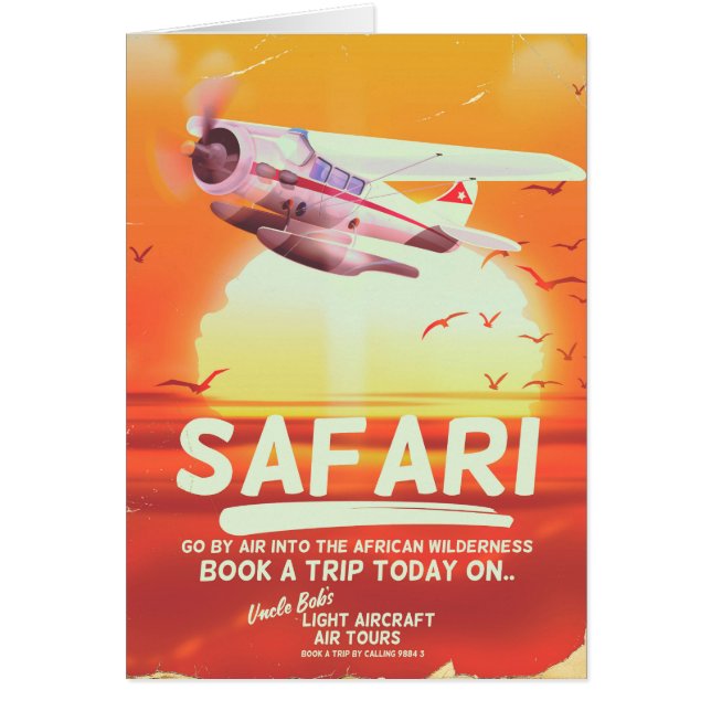 Safari vintage äventyrsaffisch. hälsningskort (Framsidan)