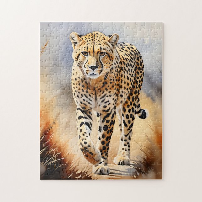 Safari Watercolor Cheetah Nature Pussel (Vertikal)
