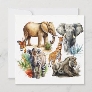 Safari Watercolor-plattkort