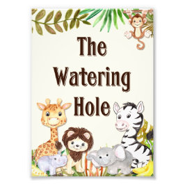 Safari Watering Hål-skylt, babyskylt, Baby Fototryck