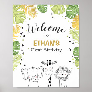 Safari Welcome Sign Zoo Safari Jungle Vild 1 Poster