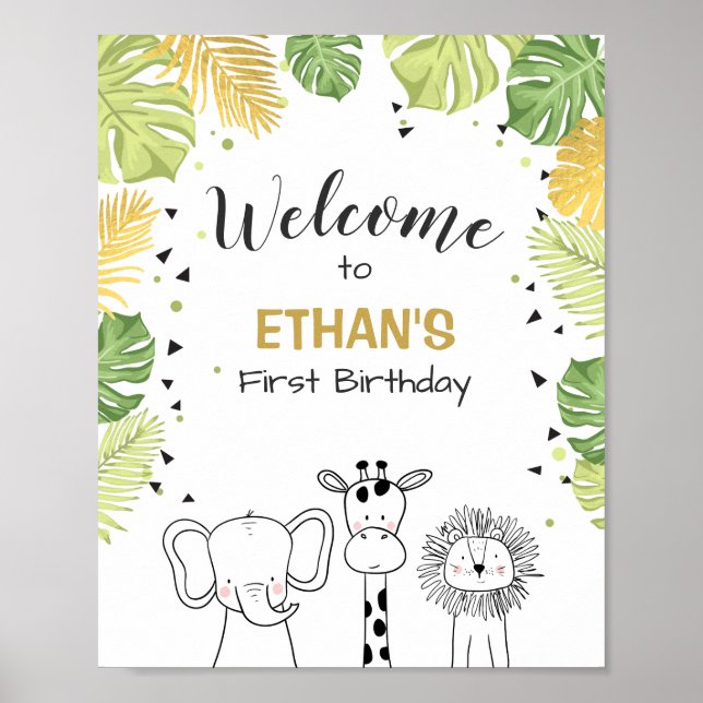Safari Welcome Sign Zoo Safari Jungle Vild 1 Poster (Framsidan)