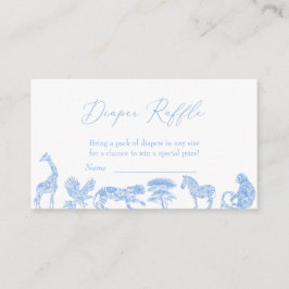 Safari White and Blue Toile Shower Diaper Raffle Tilläggskort