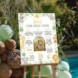 Safari Wild One 1-års födelsedagsfoto milstolpssky Poster