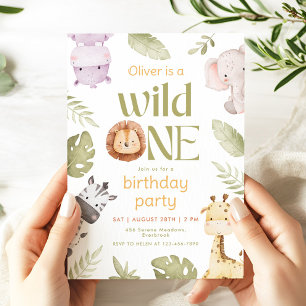 Safari Wild One 1-års inbjudan