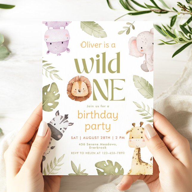 Safari Wild One 1-års inbjudan (Skapare uppladdad)