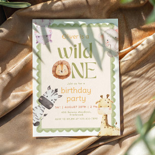 Safari Wild One 1-års inbjudan