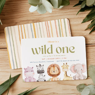 Safari Wild One 1-års inbjudan