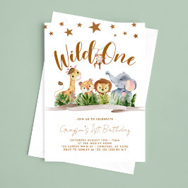 Safari Wild One 1-årsdag Inbjudningar