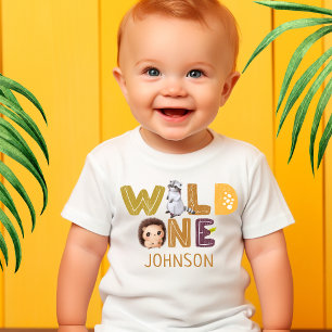 Safari Wild One Djur Djungel Foto 1-årsdag T Shirt