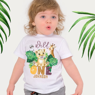 Safari Wild One Djur Djungel Foto 1-årsdag T Shirt