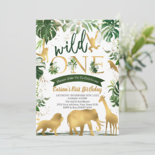 Safari Wild One Födelsedag Inbjudningar