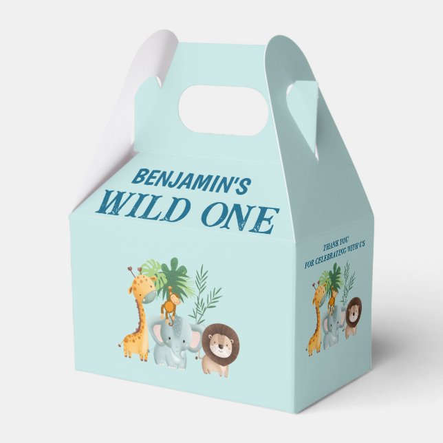 Safari Wild One födelsedag  Presentaskar (Framsidan Sidan)