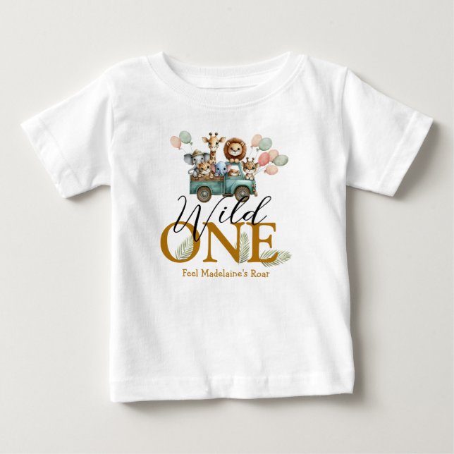 Safari Wild One Första födelsedagen  T Shirt (Framsida)