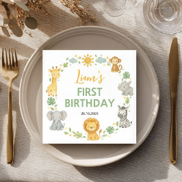 Safari Wild One Jungle Animals Birthday Napkin Pappersservett
