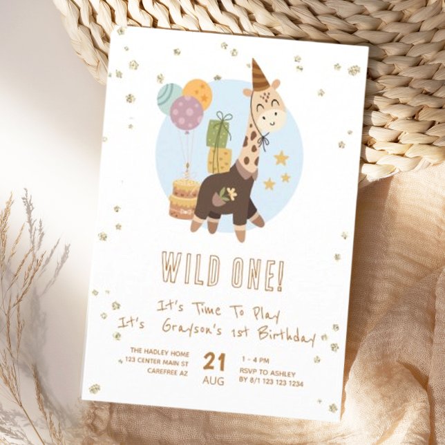 Safari Wild One Pojke 1-årsdag Inbjudningar (Skapare uppladdad)