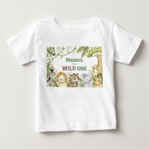 Safari Wild One Vattenfärg Födelsedag T Shirt