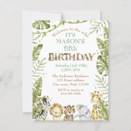 Safari Wild One Watercolor Födelsedag Vykort