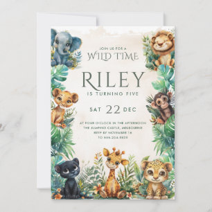 Safari Wild Time Födelsedagsinbjudan Inbjudningar