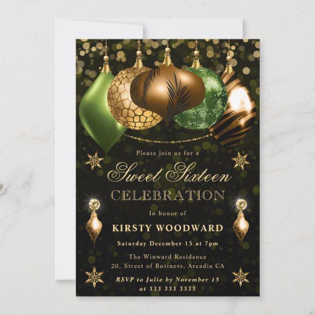 Safari Wildlife Baubles Sweet sixteen Inbjudningar (Framsida)